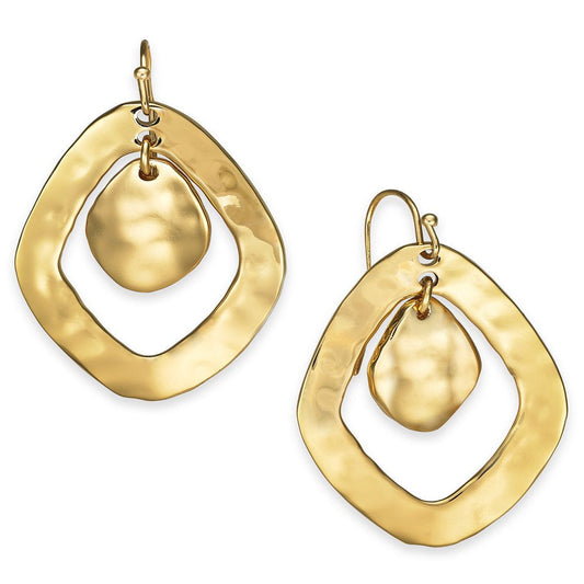Style & Co Double-Diamond Hammered Drop Earrings