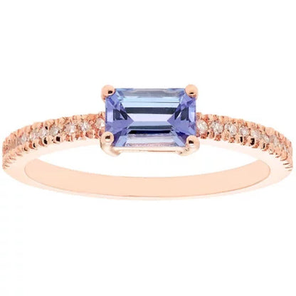 Genuine Tanzanite and 0.11 CT. T.W. Diamond Ring in 14K Gold