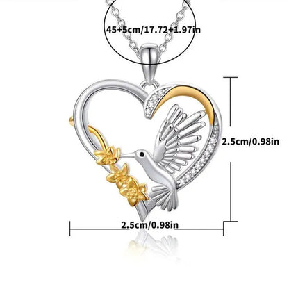 1Pc Exquisite Cute Bird Ladies Heart Necklace Crystal Zircon Pendant Necklace Ro