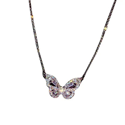 Necklace with Butterfly Pendant Rose Sparkling for Wedding or Valentine'S Gift