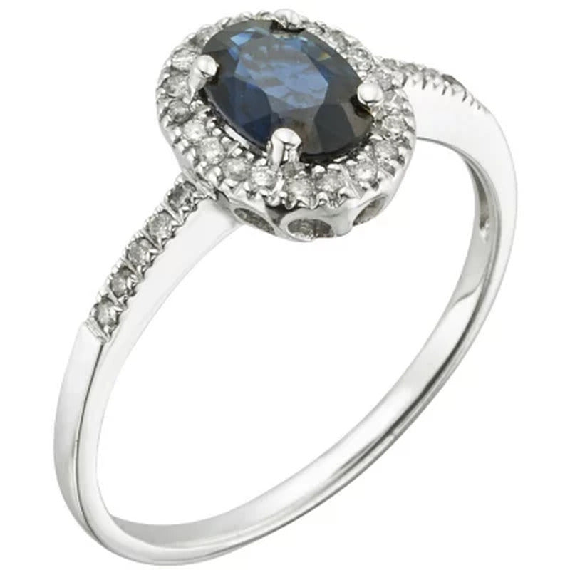 1.0 CT Blue Sapphire and Diamond Ring in 14K Gold