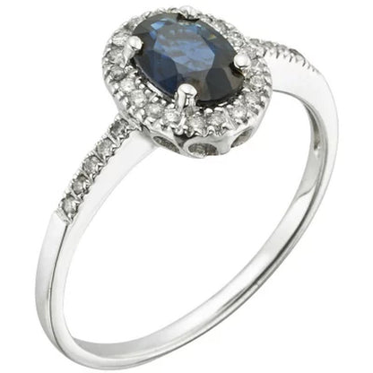 1.0 CT Blue Sapphire and Diamond Ring in 14K Gold