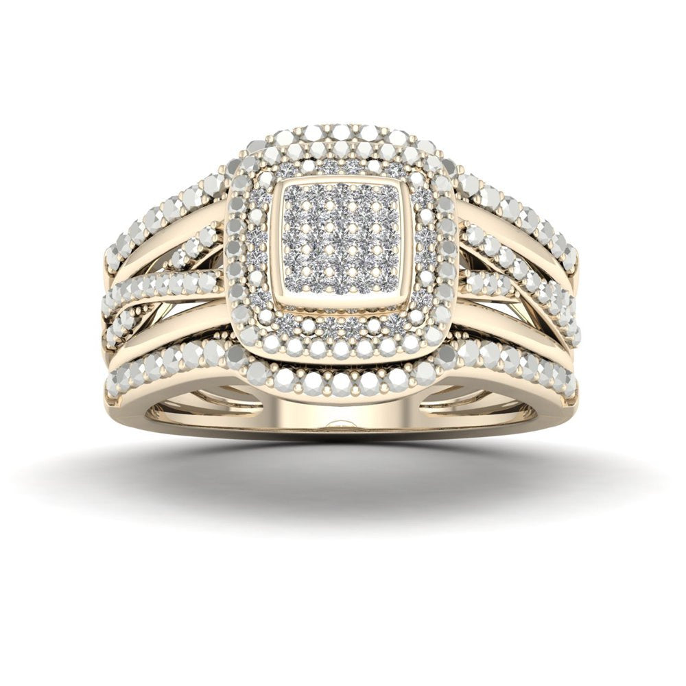1/8Ct TDW Diamond 10K Yellow Gold Halo Engagement Ring