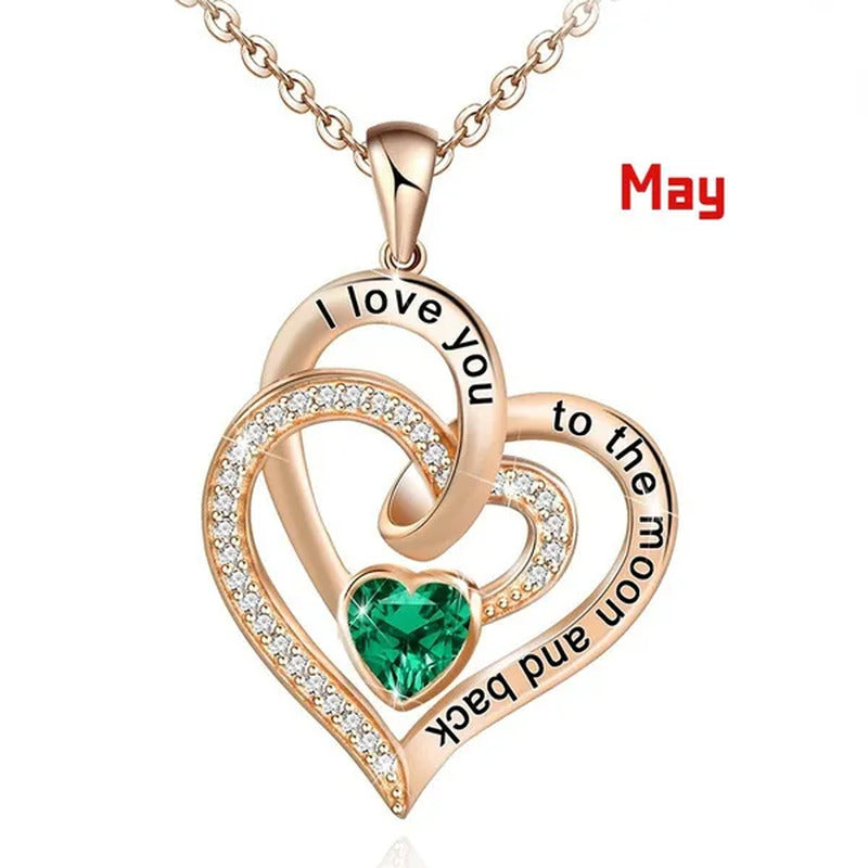 Ladies Heart-Shaped Necklace Plated 925 Sterling Silver Birthday Jewelry I Love