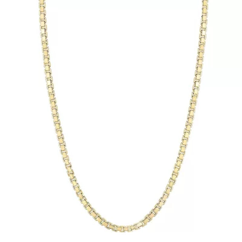 Hollow Box Link Necklace 24, 2.5Mm in 14K Yellow Gold