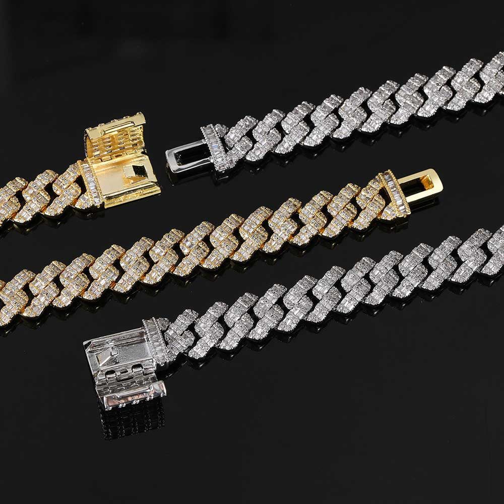 Hip Hop Square Circle Mixed Inlay 10Mm Diamond Cuban Necklace