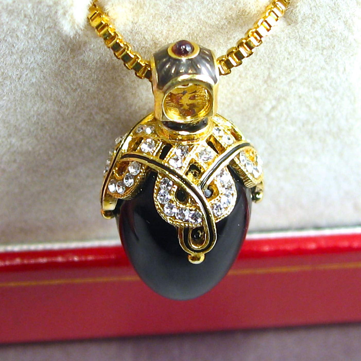Sterling Silver Necklace Turquoise Pendant Black Diamond Crystals Enamel Genuine