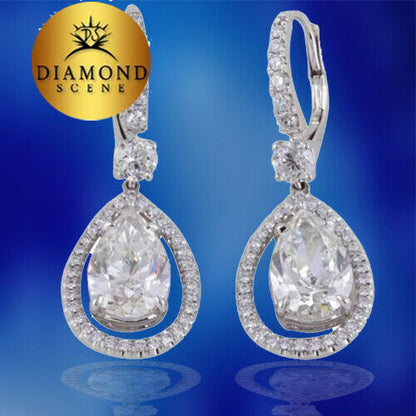 GIA Certified Pear Shaped Diamond Drop Earrings
