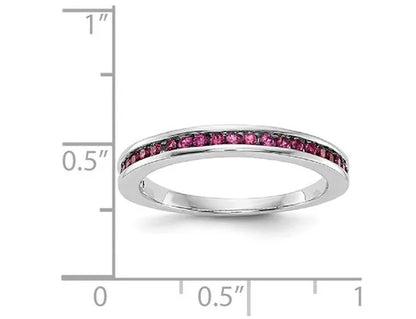 Natural Ruby Semi-Eternity Wedding Band Ring 1/3 Carat (Ctw) in 14K White Gold