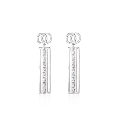 Fashion Personality Geometric Long Strip Earrings Female Temperament with Diamon