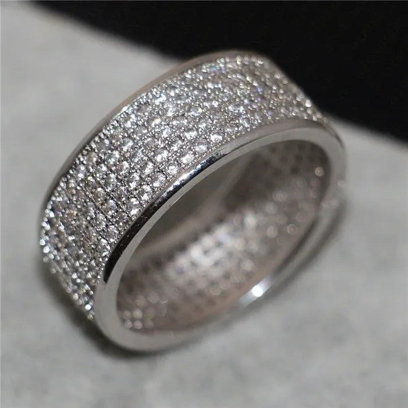 Luxury Woman Fashion Accessories Shiny Gold Color Ring Crystal Zircon Jewelry fo