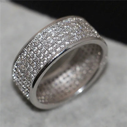 Luxury Woman Fashion Accessories Shiny Gold Color Ring Crystal Zircon Jewelry fo