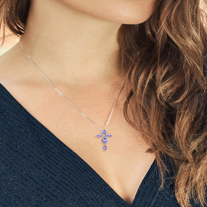 925 Sterling Silver and 10K Yellow Gold Marquise Blue Tanzanite Lab Grown Diamon