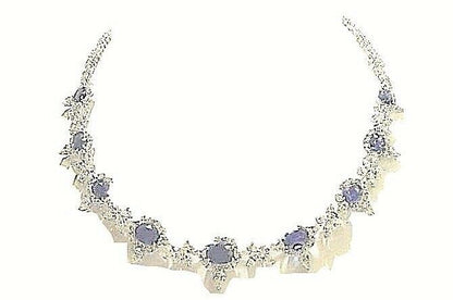 OVAL BLUE SAPPHIRE 9 SET WITH 84 MARQUISE SHAPE 75 PEAR SHAPE 77 ROUND NECKLACE
