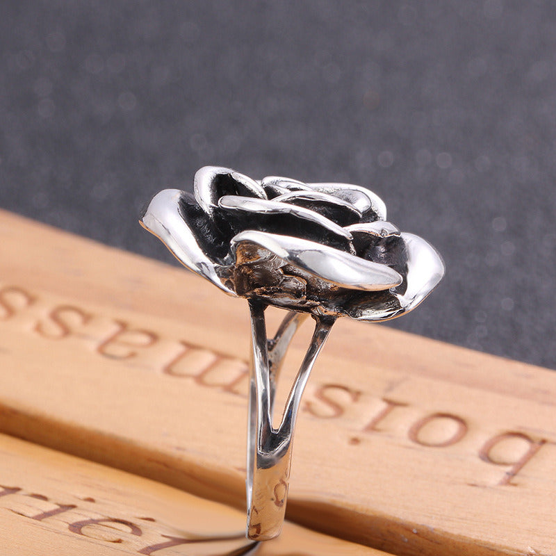 Silver 925 Silver Ring Natural Three-Dimensional Carved Ring Vintage Personality