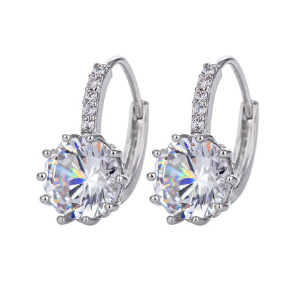 Artificial Diamond Earrings for Women Girls, Vintage Hoop Earrings Alloy Silver