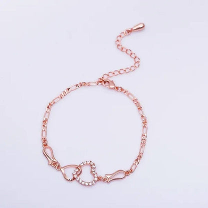 New Fashion Double Love Anklet Female Anklet Rosegold Gold Silver Bracelet for W