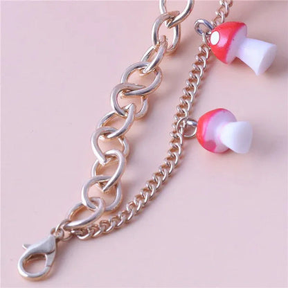 New Women'S Fashion Double Layer Mushroom Pendant Bracelet Couple DIY Jewelry