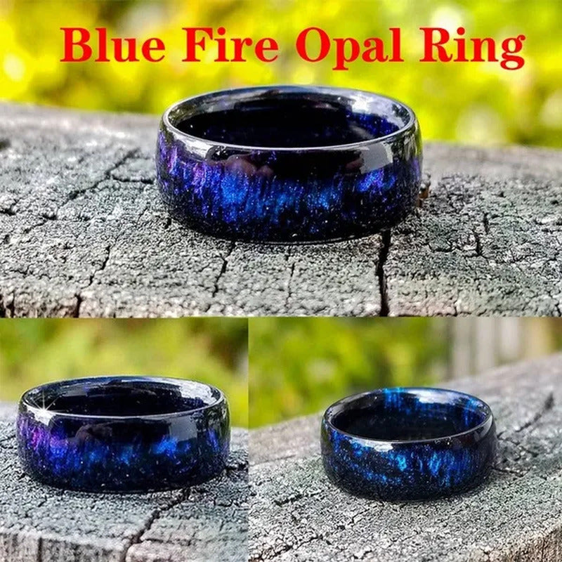 Exquisite Fashion Natural Rainbow Opal Ring 5 Colors Black,Blue Cloud,Dark Blue,