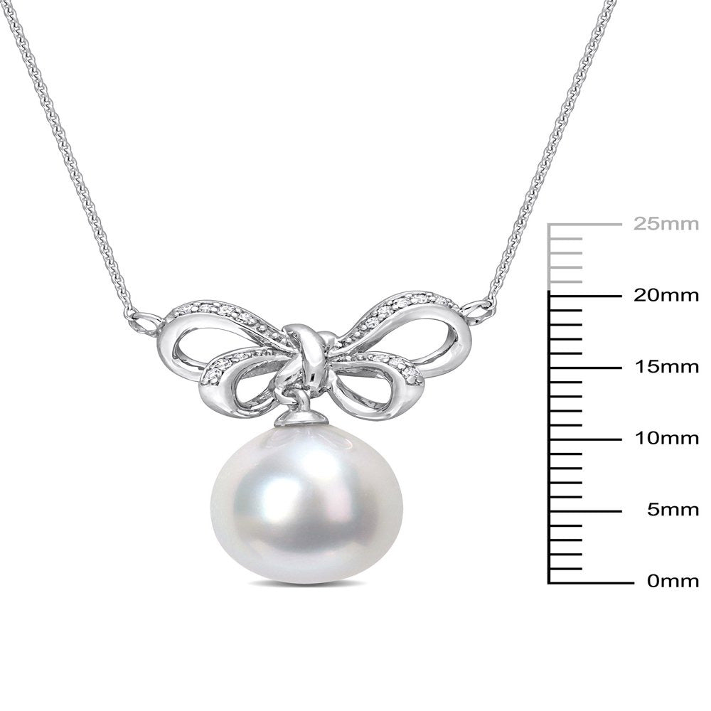 Miabella Women'S 9.5-10Mm South Sea Cultured Pearl and Diamond Accent 10Kt White