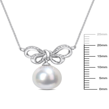 Miabella Women'S 9.5-10Mm South Sea Cultured Pearl and Diamond Accent 10Kt White