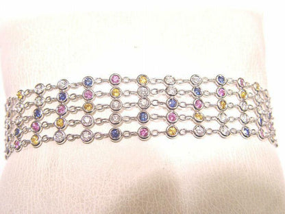1.40 CT ROUND SHAPE DIAMOND 2.72 CT ROUND SHAPE MULTI COLOR SAPPHIRE BRACELET