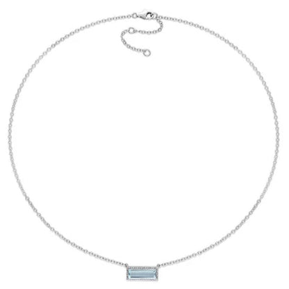 Blue Topaz and White Sapphire Bar Necklace in Sterling Silver