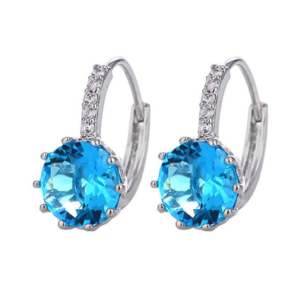 Artificial Diamond Earrings for Women Girls, Vintage Hoop Earrings Alloy Silver