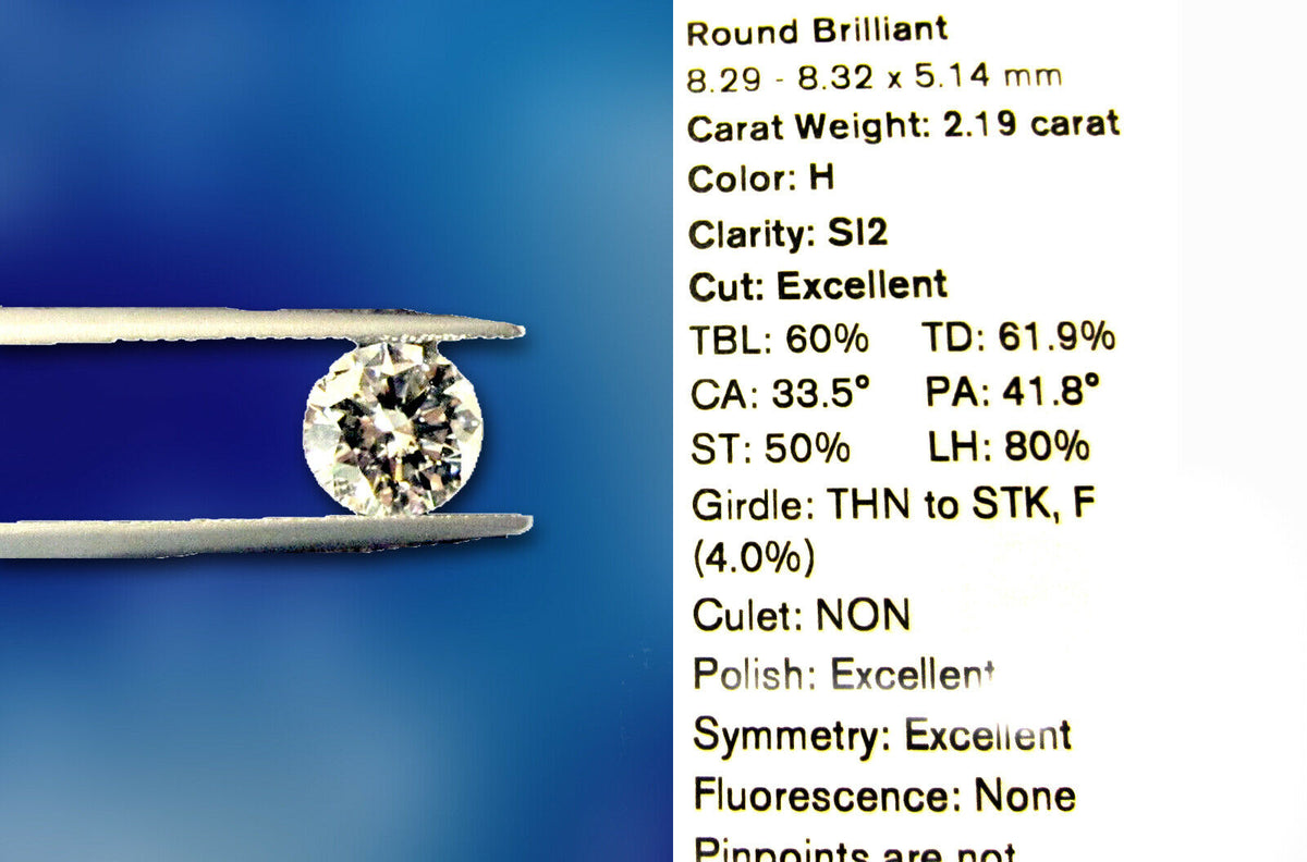 ROUND BRILLIANT DIAMOND H SI2 TRIPLE EXCELLENT LOOSE DIAMOND CERTIFIED