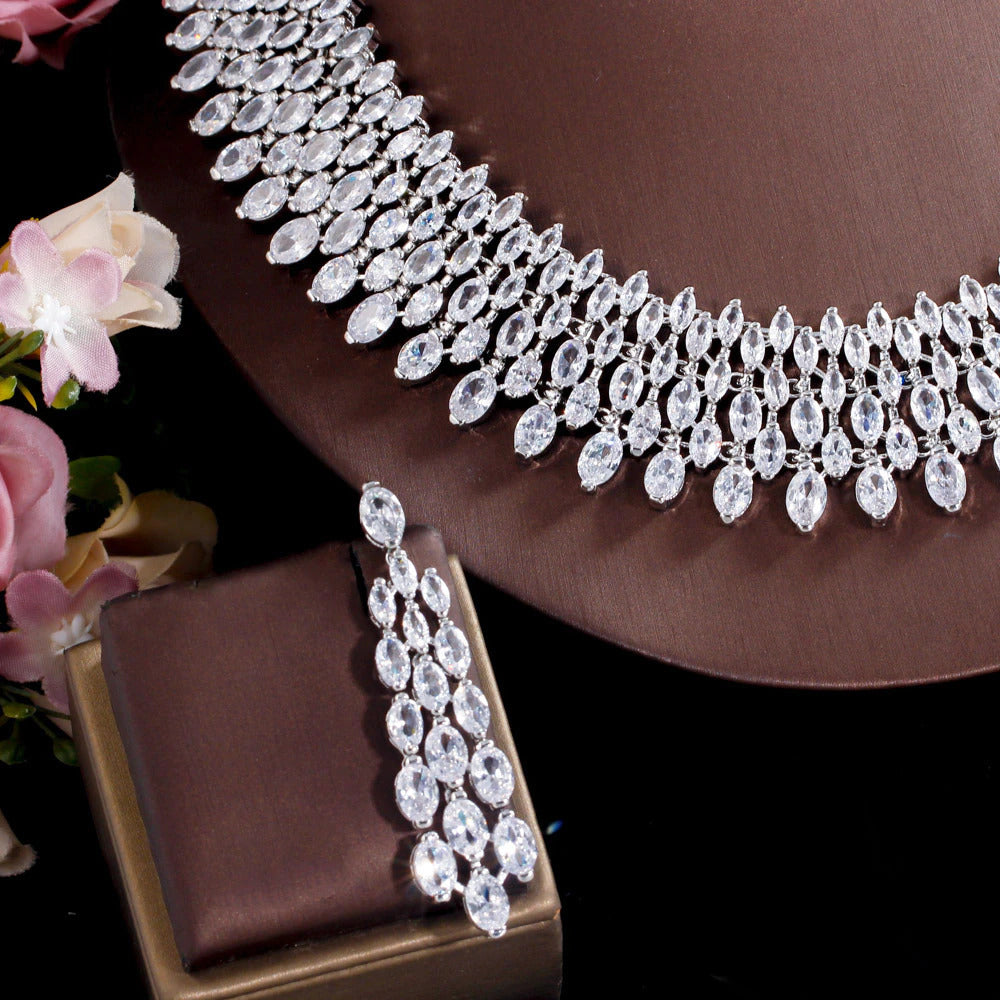 Luxury Chunky Full Cubic Zirconia Paved Dinner Party Bridal Wedding Choker