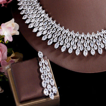 Luxury Chunky Full Cubic Zirconia Paved Dinner Party Bridal Wedding Choker