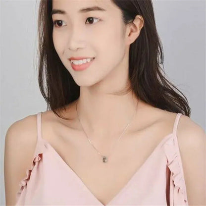 Simple Blue Crystal Teadrop Pendant Clavicle Chain Necklace Womens Jewellery