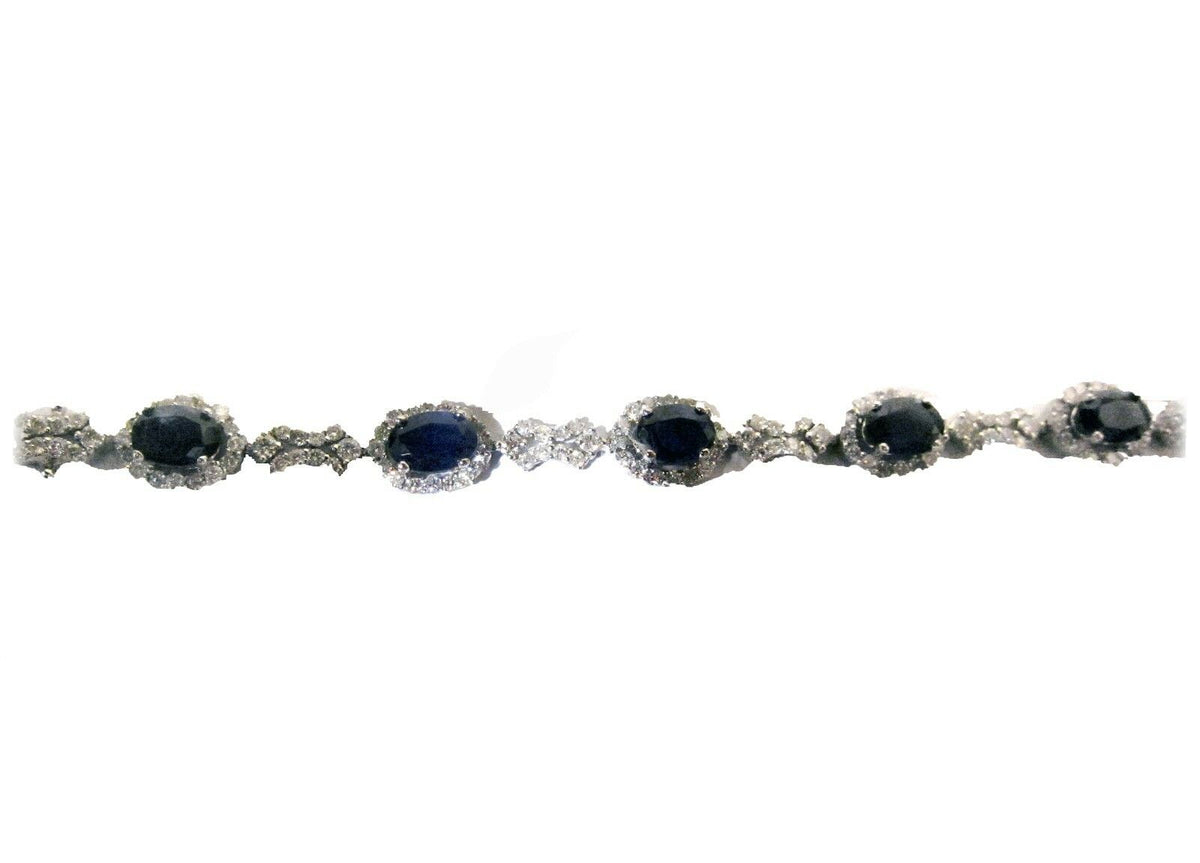 SAPPHIRE OVAL SHAPE 9 STONE DIAMOND ROUND BRACELET