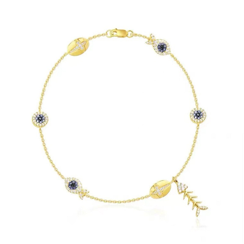 French Light Luxury Design Lucky Fish Tassel Net Red Gold Shell Anklet