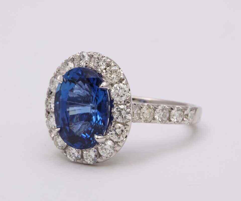 Blue Sapphire and Diamond Ring