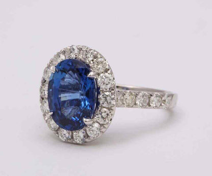 Blue Sapphire and Diamond Ring