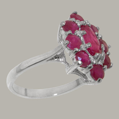 LBG British Made 925 Sterling Silver Ring with Natural Ruby Womens Statement Rin