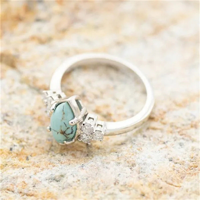 Newest 3Pcs/Set Women'S 18 K Gold Multilayer Hollow Turquoise Ring Band Exquisit