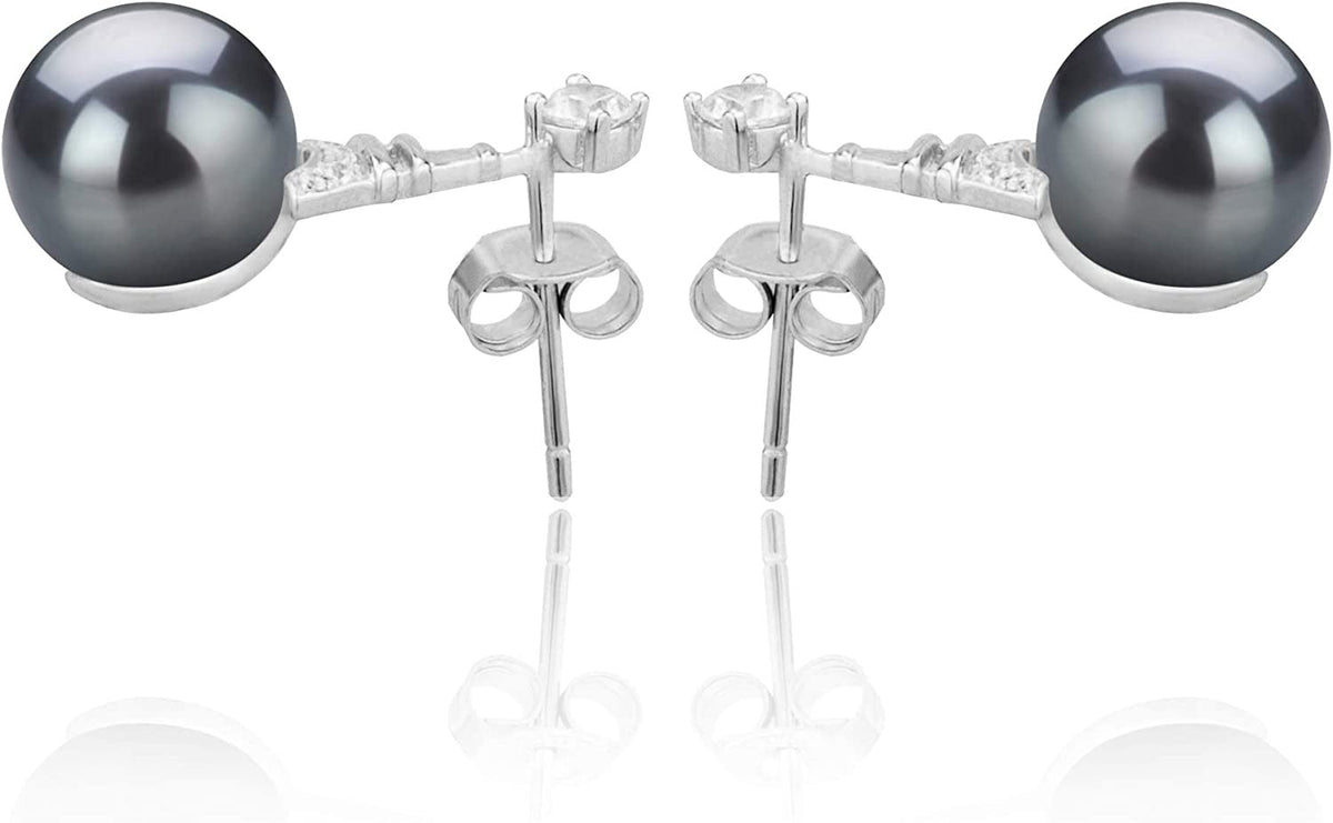 Eiffer-Tower Black 8-9Mm AAAA Quality Freshwater 925 Sterling Silver Cultured Pe