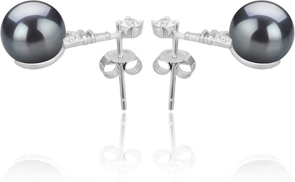 Eiffer-Tower Black 8-9Mm AAAA Quality Freshwater 925 Sterling Silver Cultured Pe