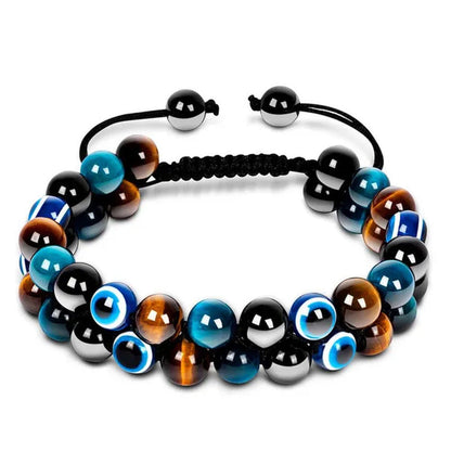 Tiger Eye Bracelet for Men Handmade Bracelets Quadruple Protection Obsidian Bead