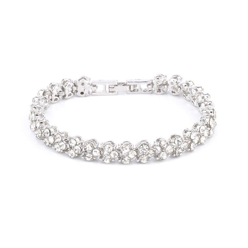 Fashion Woman Gold Silver Crystal Diamond Cuff Bracelet Bangle Chain Gifts