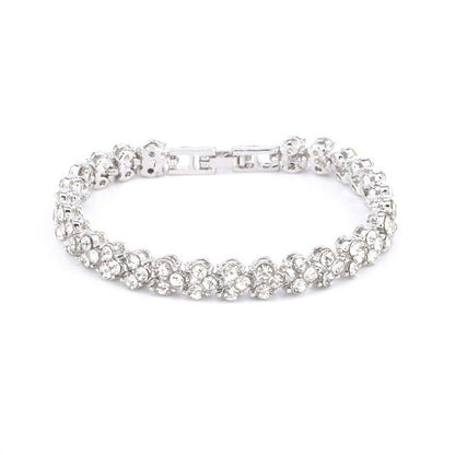 Fashion Woman Gold Silver Crystal Diamond Cuff Bracelet Bangle Chain Gifts