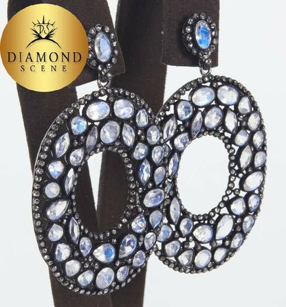 Moonstone Diamond Silver Fashion Earrings