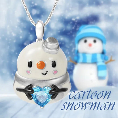 Creative 925 Sterling Silver Cartoon Penguin Heart Shape Crystal Diamond Pendant