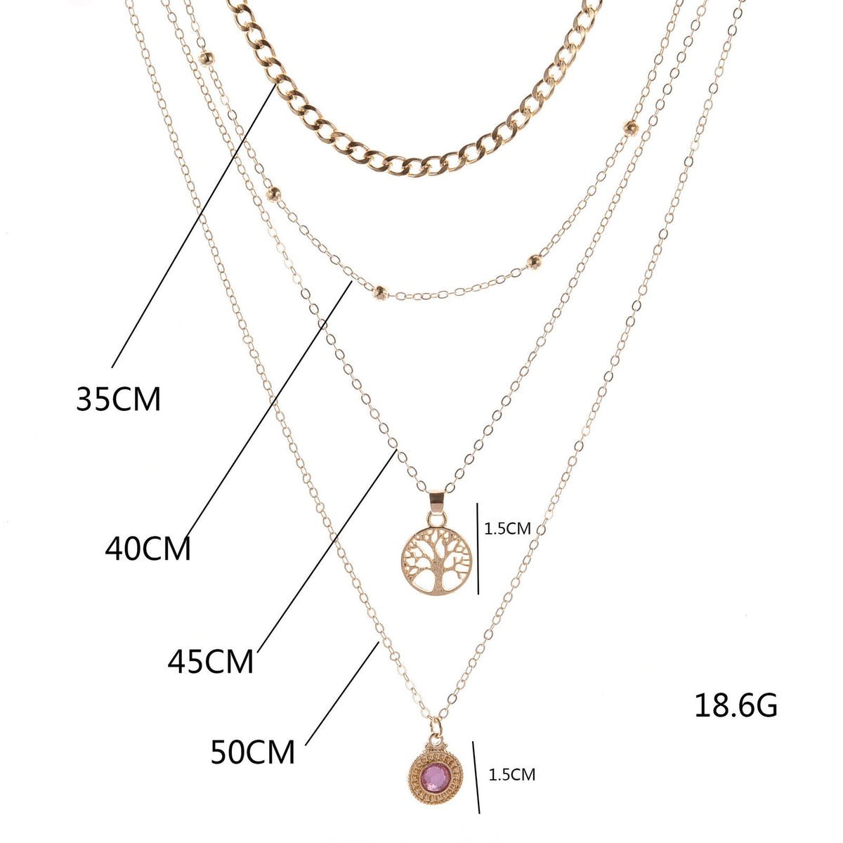 Fashion All-Match Retro Tree of Life Gemstone Point Diamond Pendant Necklace