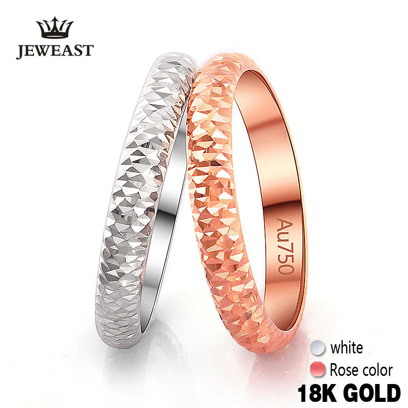 18K Pure Gold Ring Rose White Unisex Men Women Lover Wedding Engagement