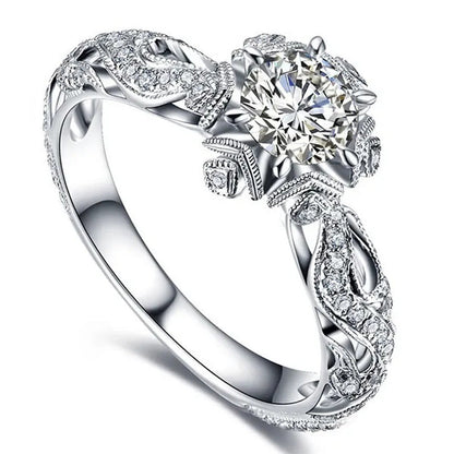 Hannah Martin Exquisite 0.8Ct White Sapphire Diamond Ring Women Bridal Engagemen