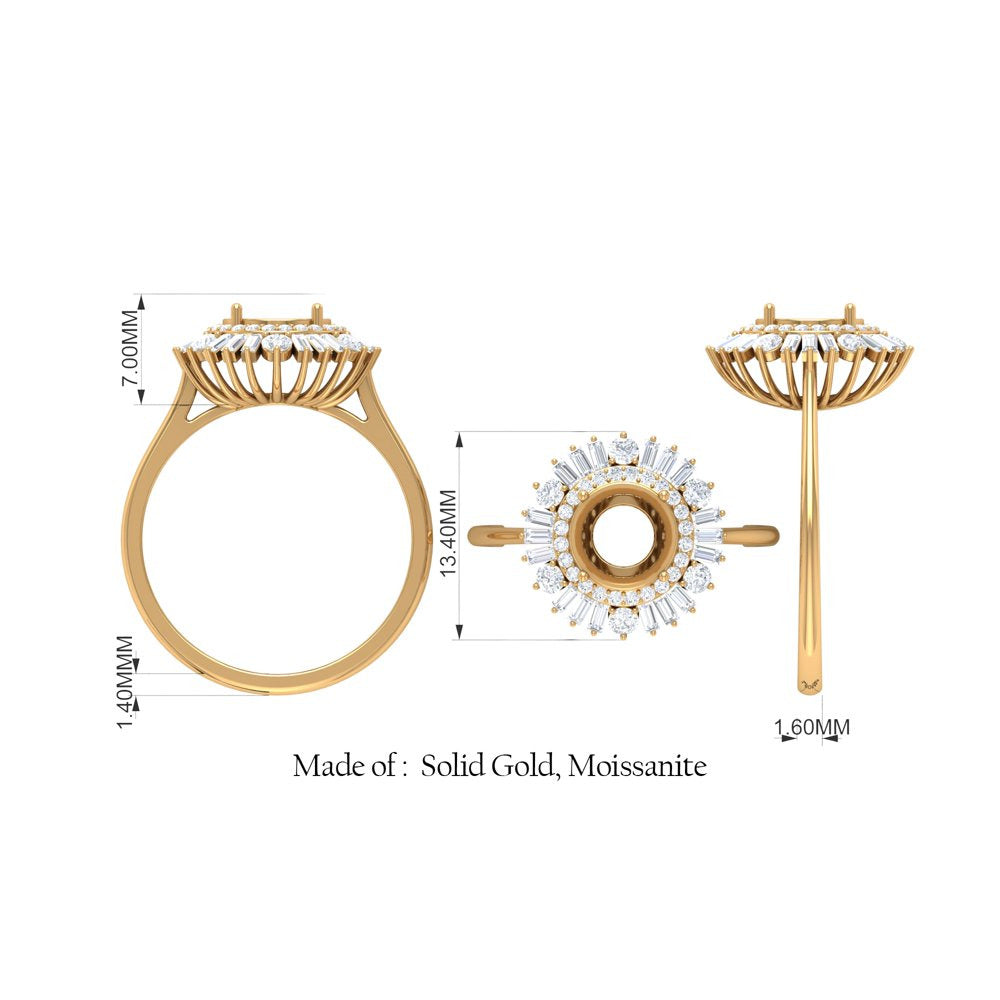 Lab Created Ruby and Moissanite Double Halo Cocktail Engagement Ring, Rose Gold,
