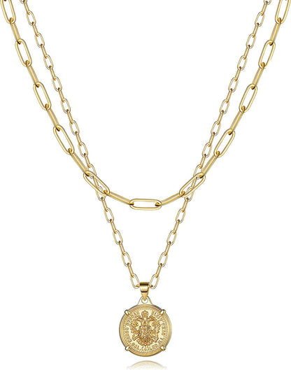 Dainty Gold Choker Necklaces for Women - 14K Gold Plated Handmade Medallion Snak